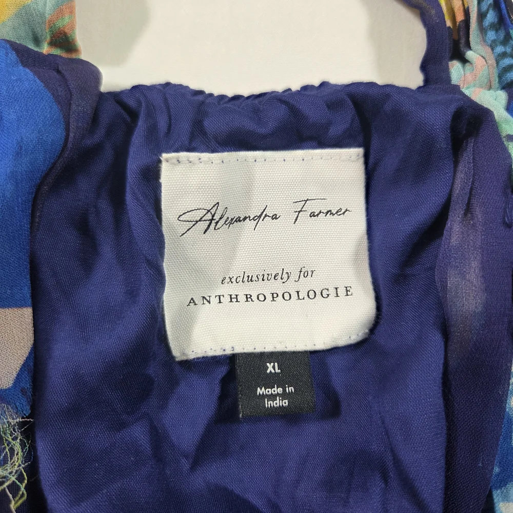 Alexander Farmer Anthropologie Multicolor Maxi Halter Maxi Dress Cross-Back XL - Picture 9 of 12